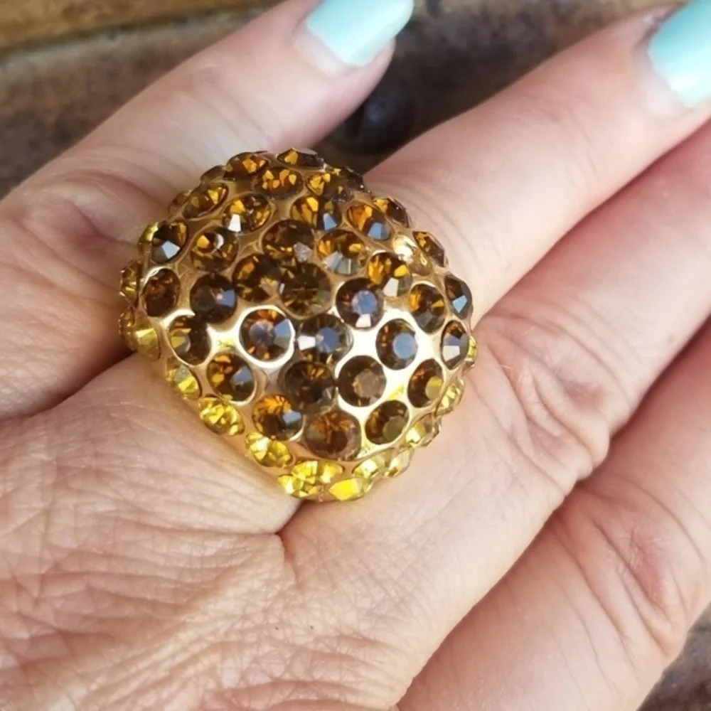 Bold amber tones crystal ring‎ 6.5/7